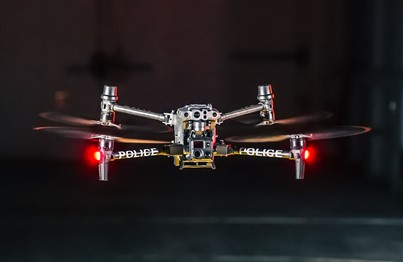 Close up photo of police drone